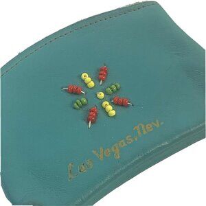 50s VTG Coin purse blue Indian Las Vegas Small Handmade Roadside Souvenir 7390